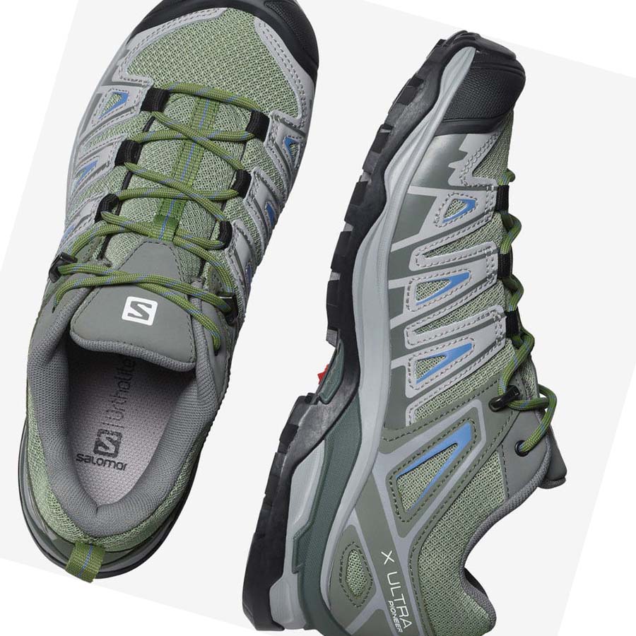 Tenis Senderismo Salomon WoX ULTRA PIONEER Mujer Verdes Grises | MX 2804XYU